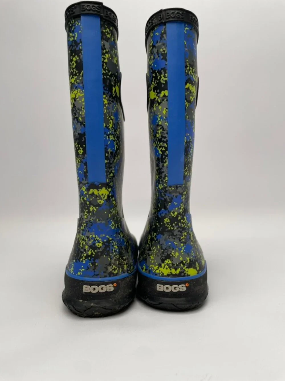 BOGS Classic Kids Rain Boot – Blue/Yellow Micro Camo (Youth Size 4 / EU 37)